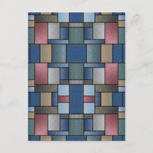 Denim Patchwork Vykort (Framsida)