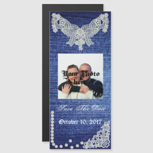 Denim Pearls & Snöre Spara datum magneter