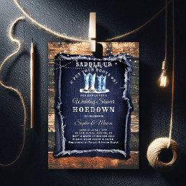 Denim Rustic Ljus Cowboy Bröllop Möhippa Inbjudningar