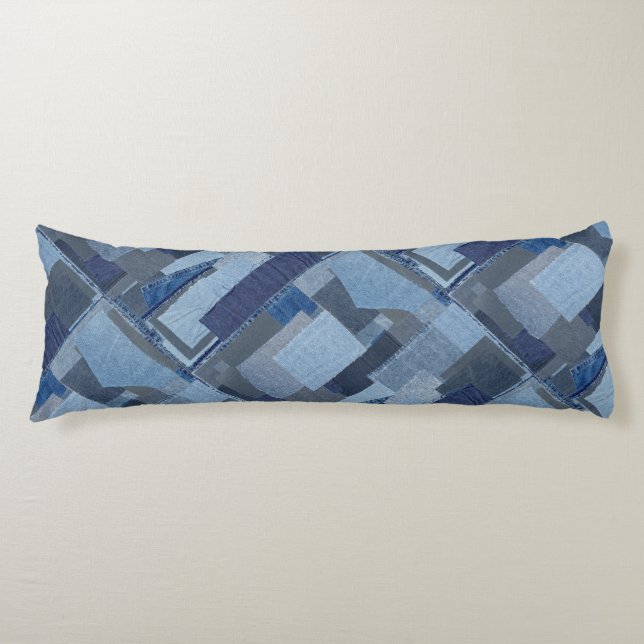 Denim Shibori för Boro Boro blåttJean Patchwork Kroppskudde (Framsidan)