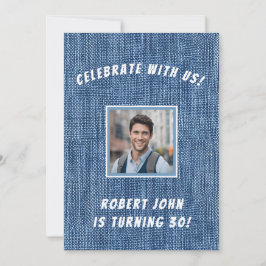 Denim Skriv ut 30:e gyllene födelsedag Inbjudningar