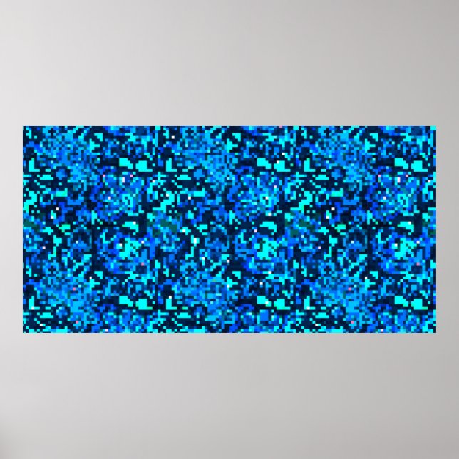 Denim sömlöst mönster. Denim blommig bakgrund. B Poster (Framsidan)