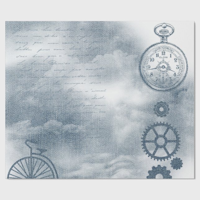 Denim Steampunk Presentpapper (Platt)