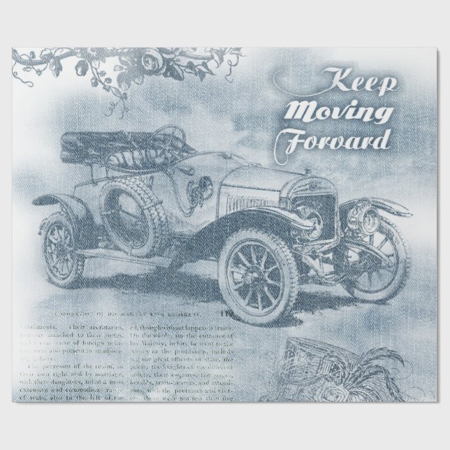 Denim Steampunk Presentpapper (Platt)