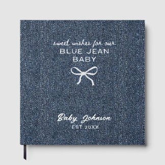 Denim Stil Blå Jean Baby Shower Gästbok, Bästa Gästböcker