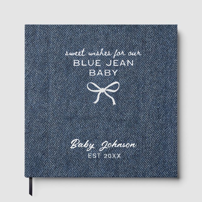 Denim Stil Blå Jean Baby Shower Gästbok, Bästa Gästböcker (Framsida)