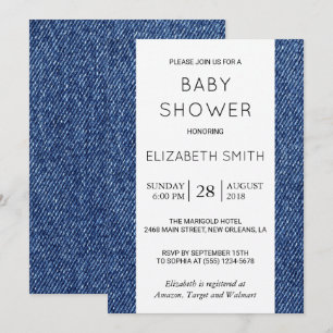 Denim Struktur, Blue Denim, Baby Shower Inbjudningar