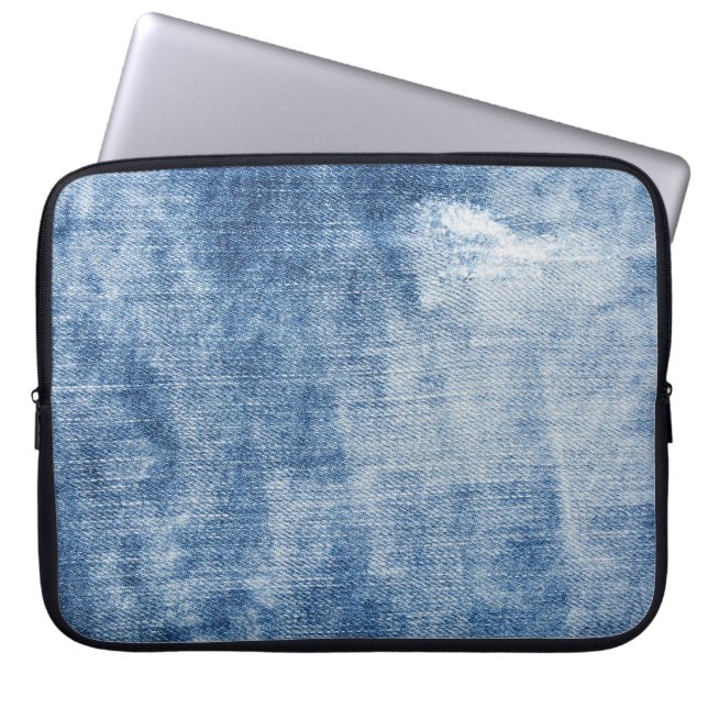Denim Struktur: Tåligt Hål. Laptop Fodral (Framsidan)