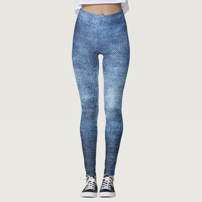 Denim Struktur: Worn Fabric Background Leggings (Framsida)