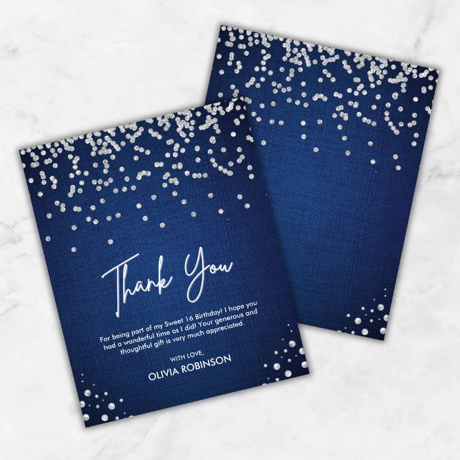 Denim Sweet sixteen 16:e födelsedagen - tackkort (Denim Sweet Sixteen 16th Birthday Thank You Card   )