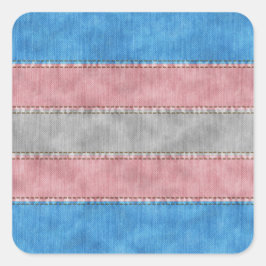 Denim Textured Seamless Transgender Pride Flagga Fyrkantigt Klistermärke