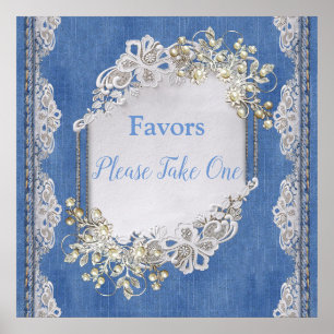 Denim Textured Snöre och Pearls Poster