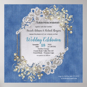Denim Textured Snöre och Pearls Poster