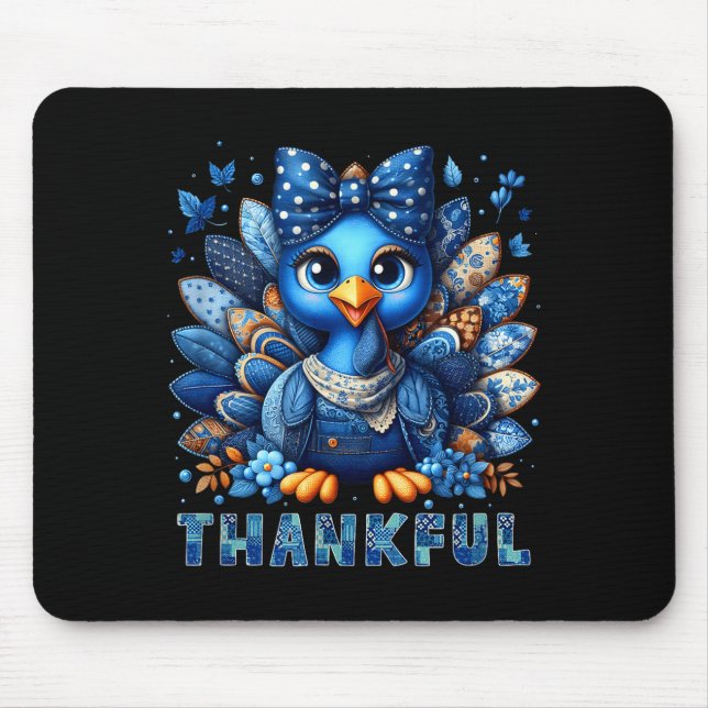 Denim Thankful Turkey Grandma Mama Mom Give Thanks Musmatta (Framsidan)