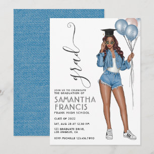 Denim themed Girl Studentfest Inbjudningar