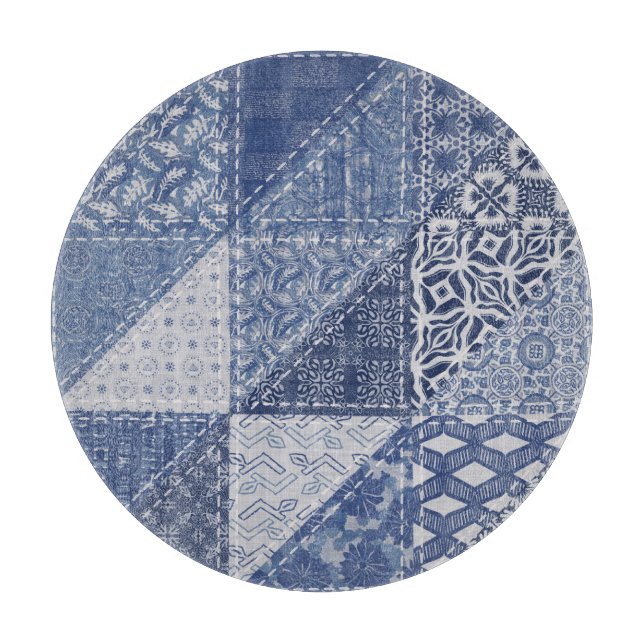 Denim Triangle Patchwork Vintage Struktur. (Framsidan)