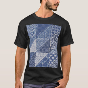 Denim Triangle Patchwork Vintage Struktur. T Shirt