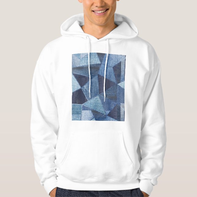 Denim Urban: Distress Stripe Patchwork. Hoodie (Framsida)