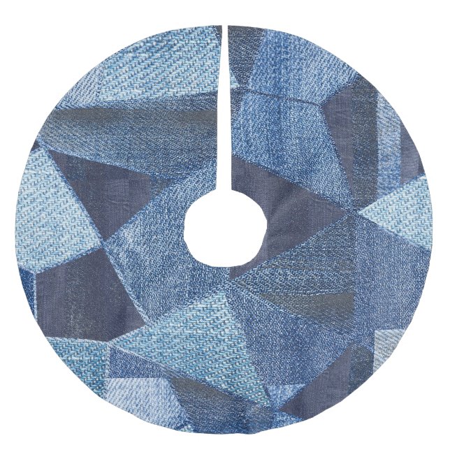 Denim Urban: Distress Stripe Patchwork. Julgransmatta Borstad Polyester (Framsidan)