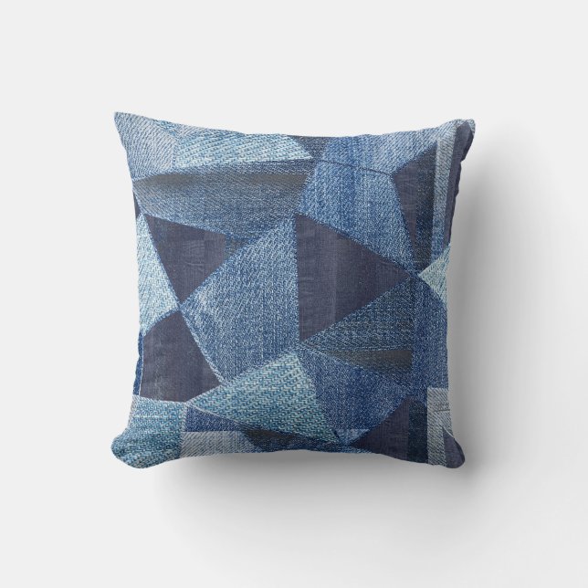 Denim Urban: Distress Stripe Patchwork. Kudde (Framsida)
