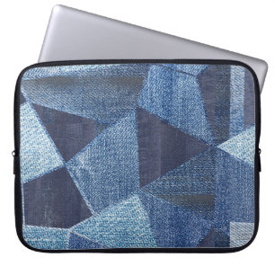 Denim Urban: Distress Stripe Patchwork. Laptop Fodral