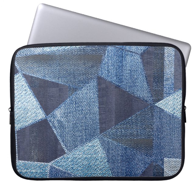 Denim Urban: Distress Stripe Patchwork. Laptop Fodral (Framsidan)