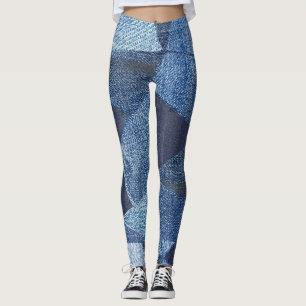 Denim Urban: Distress Stripe Patchwork. Leggings