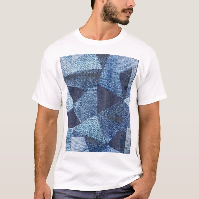 Denim Urban: Distress Stripe Patchwork. T Shirt (Framsida)