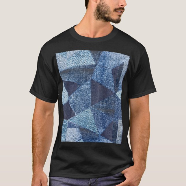 Denim Urban: Distress Stripe Patchwork. T Shirt (Framsida)