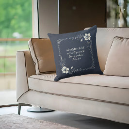 Denim White Blommigt Anpassade Bible Verse Kudde