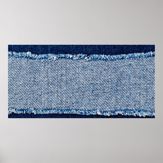 Denimblå jeans tyg ram. Blekad denim tyg Poster (Framsidan)
