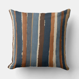 Denimblått koppar och brunt rand kudde