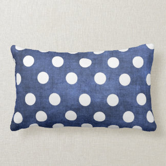 Denimblått med vitpolka dotslumbaren kudder lumbarkudde