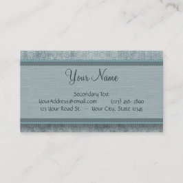 Denimblått myntar mönster med monogramen visitkort