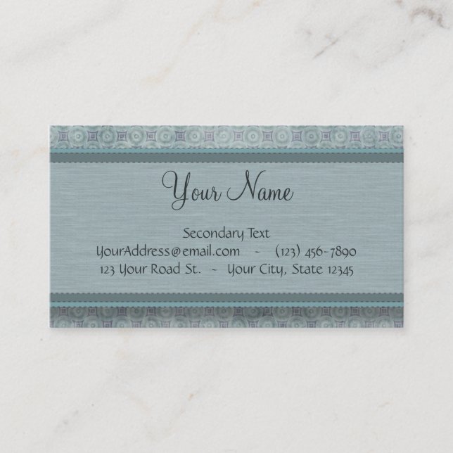 Denimblått myntar mönster med monogramen visitkort (Framsida)