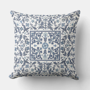 Denimblåttblommigt Kudde
