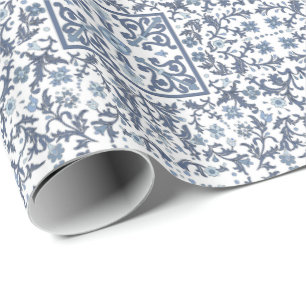 Denimblåttblommigt Presentpapper