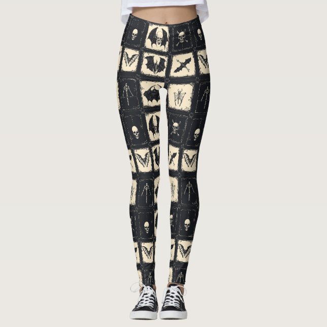 Denimfilt med fladdermöss och skelett leggings (Framsida)