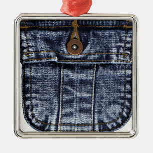 Denimjeans stoppa i fickan julgransprydnad metall