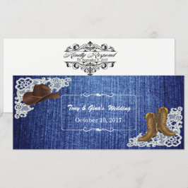 Denimstövlar & Sidenbröllop RSVP-kort Inbjudningar