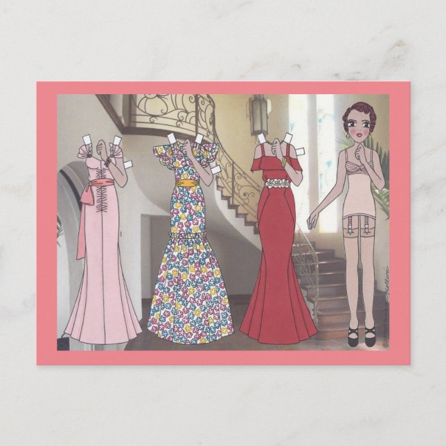 Denise, Art Deco Dam från 1934 Vykort (Framsida)