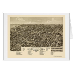Denison panorama- karta för TX - 1886 Hälsningskort