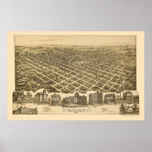 Denison panorama- karta för TX - 1891 Poster