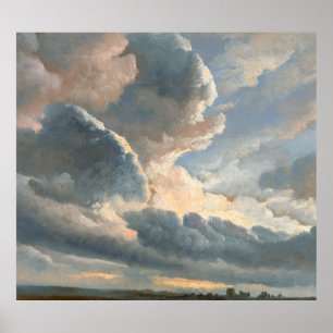 Denis's Study of Clouds with a Sunset nära Rom Poster