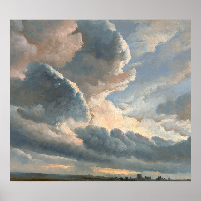 Denis's Study of Clouds with a Sunset nära Rom Poster (Framsidan)