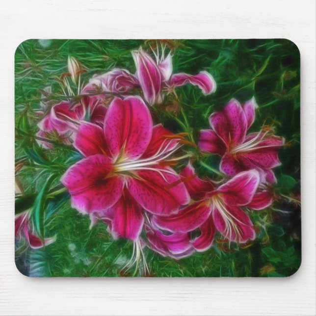 Denman Island Lilies Blommigt Painting Art Musmatta (Framsidan)