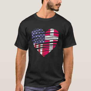 Denmark American Grown Heart USA Patriot Heritage  T Shirt