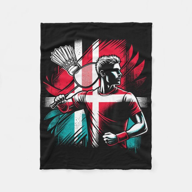 Denmark Badminton Player Proud Patriot Athlete  Fleecefilt (Framsidan)