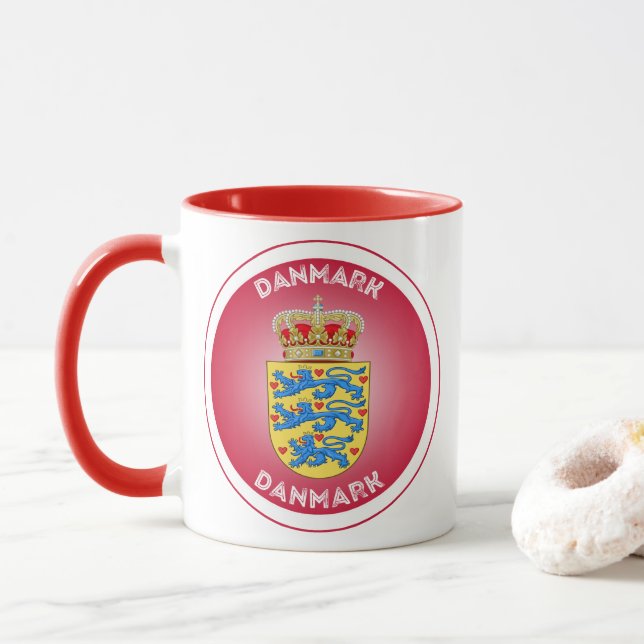 Denmark Coat of Arms Circle Shape  Mugg (Med munk)