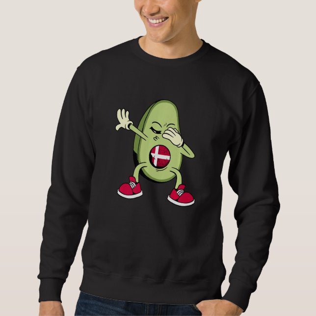 Denmark Danish Soccer Team Dabbing Avocado Danish  Lång Ärmad Tröja (Framsida)
